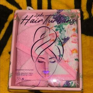 Floral Hair Turbans 2-Pack - Pink and White